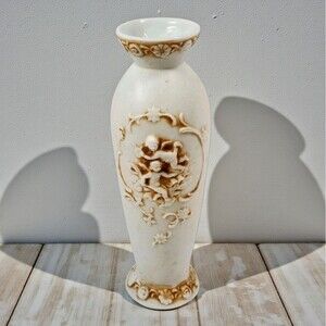 Vintage Cherub Bud Vase Ivory Porcelain Putti Cottagecore 7" Japan Romantic